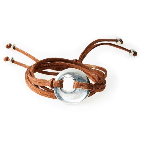 FIERCE Versatile faux suede Bracelet, Necklace & Choker Round Disk - Bronze S