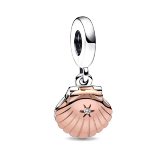 Two Tone Sea Shell And Pearl Charm