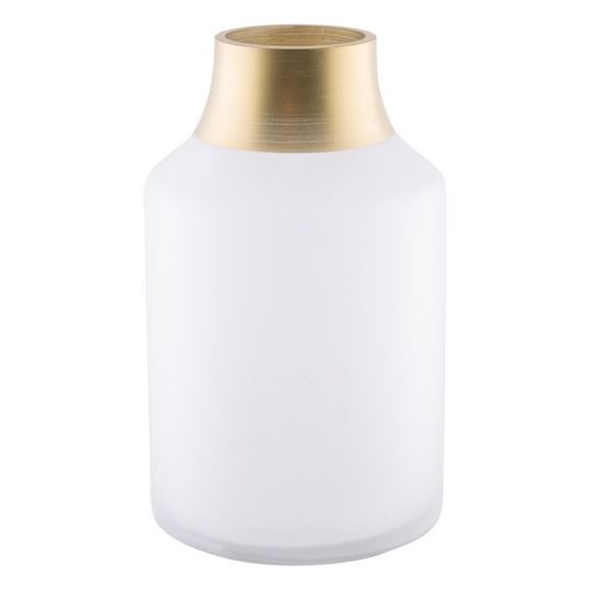 Frosted Glass Vase with Gold Rim