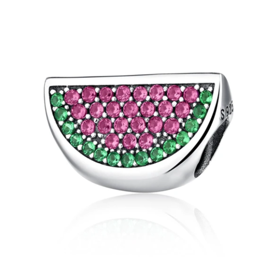 Pink & Green Cubic Zirconia Watermelon Charm