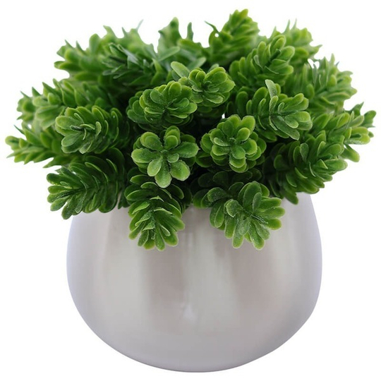 Artificial Pine Bush Plant in White Pot