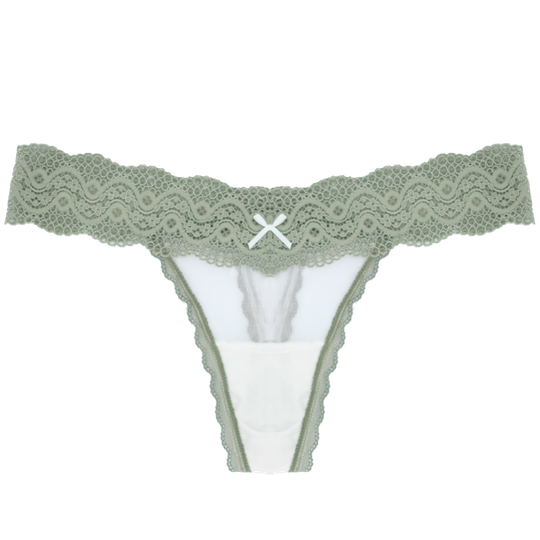 Lace Thong in Wild Olive