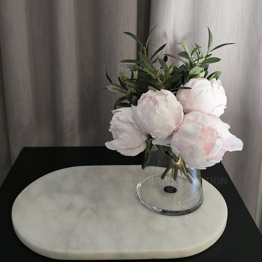 Artificial Baby Pink Peonies Arrangement in Clear Glass Vase