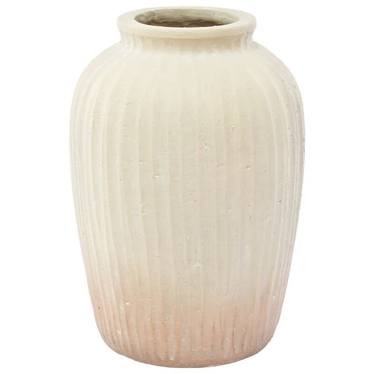 Ribbed Ombre Cream/Sand Pot Vase