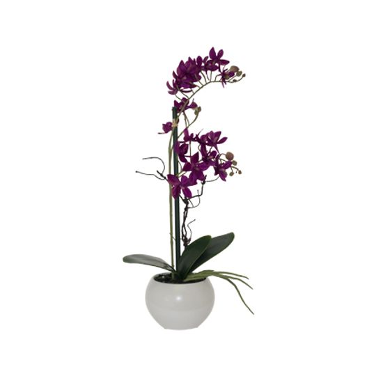 Real Touch Artificial Purple Orchid Flowers in White Pot