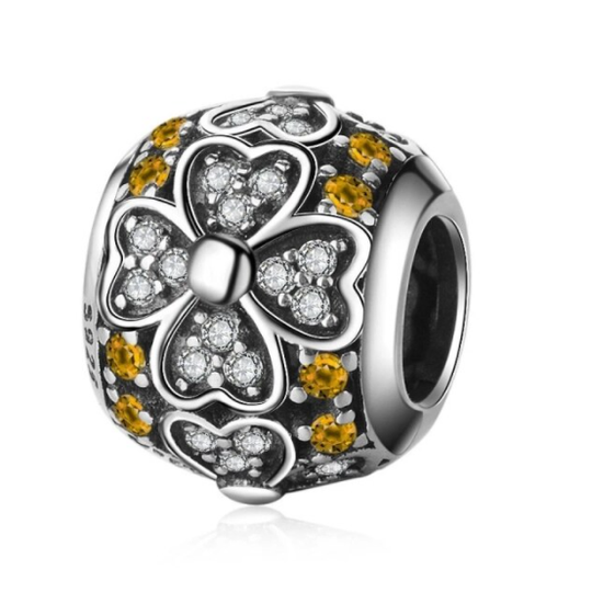 Heart Shape Petals with Amber Cubics