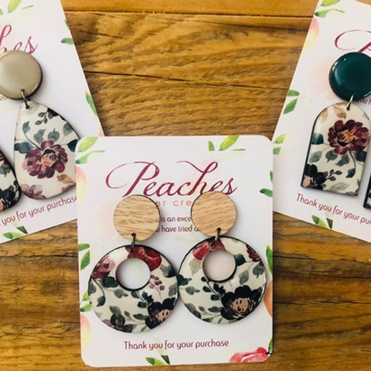 Cherry Flowers with Emerald Green Tones Wood & Resin