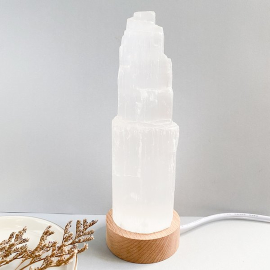 Selenite Tower + LED lamp base