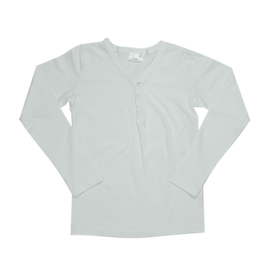 Kids Long Sleeve Top  - Buttons White