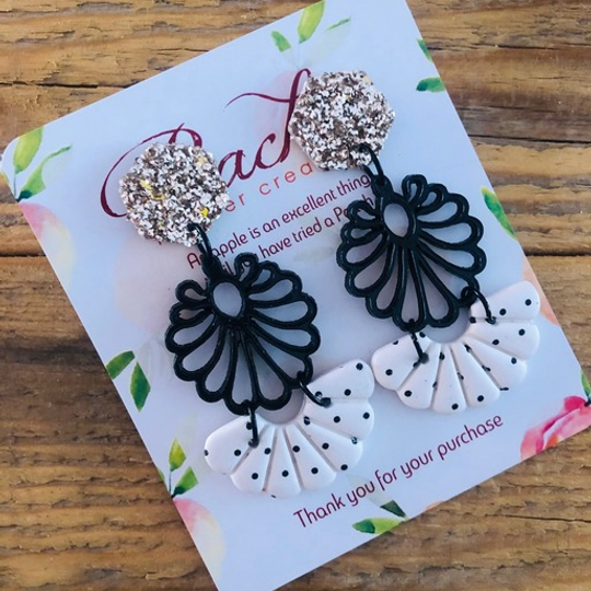 Polka Dot Chandelier Polymer Clay Dangles