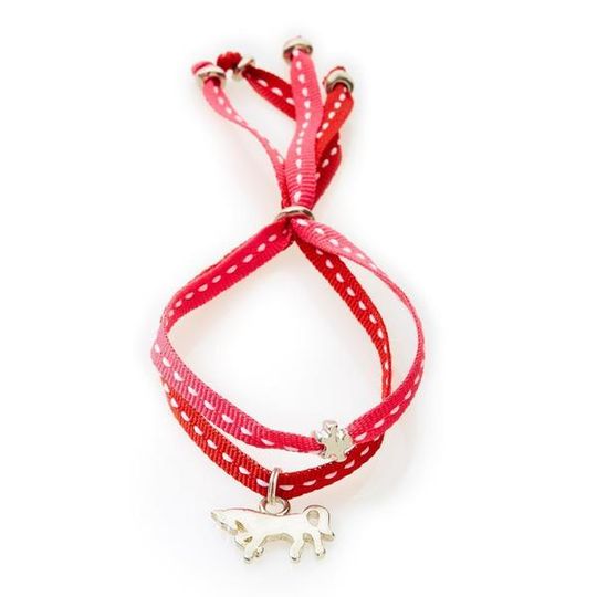 CHEEKY Bracelet with ribbons Horse - Cerise/Red