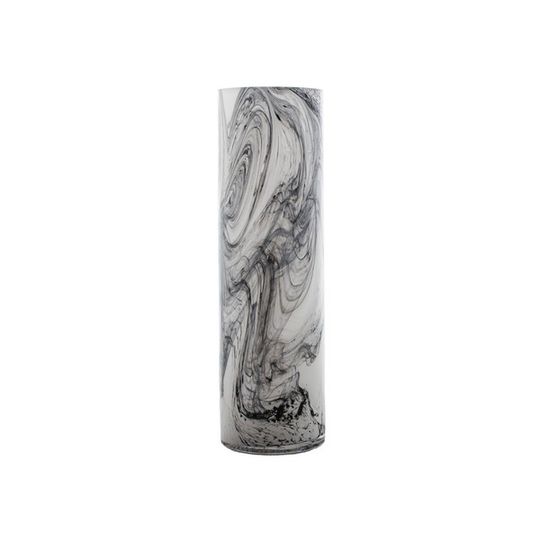 MARBLE EFFECT TALL GLASS CYLINDER VASE