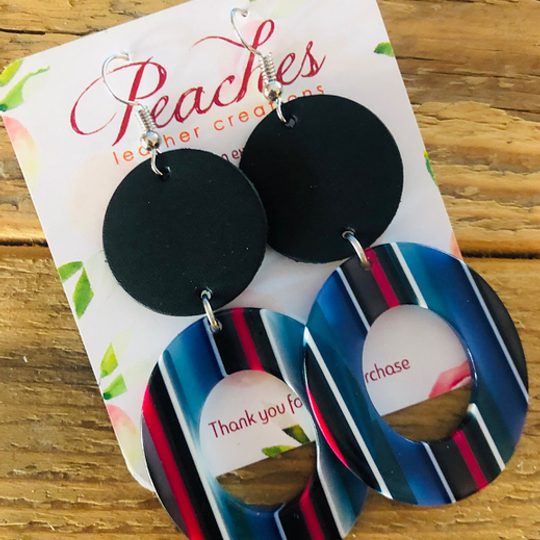 Striped Denim Blue & Pink Acrylic