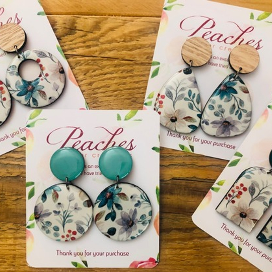 Aqua Tone Florals Wood & Resin