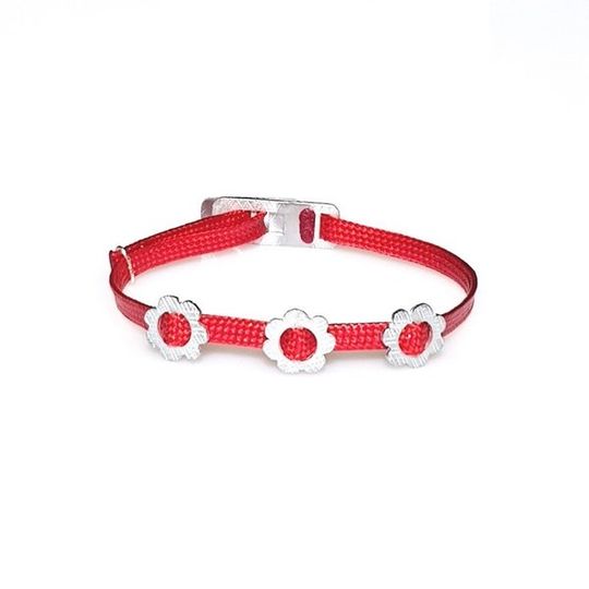 ZESTY Waxed Ribbon Bracelet Flowers - Red