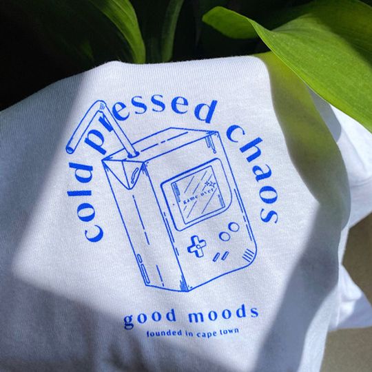 'cold pressed chaos' in blue // unisex tee
