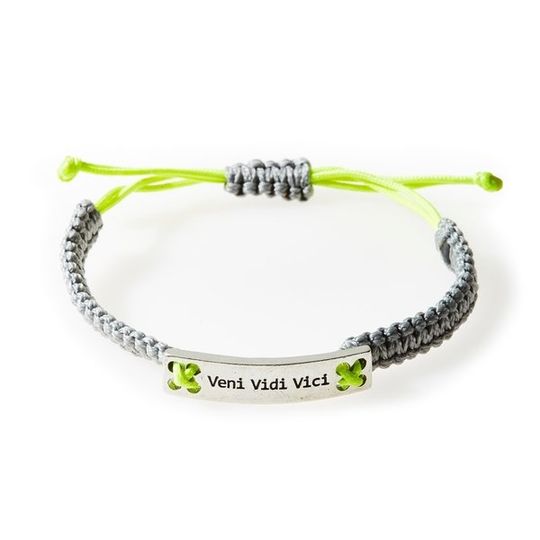 CHAMP Macrame Bracelet Veni Vidi Vici - Light grey/Neon Lime