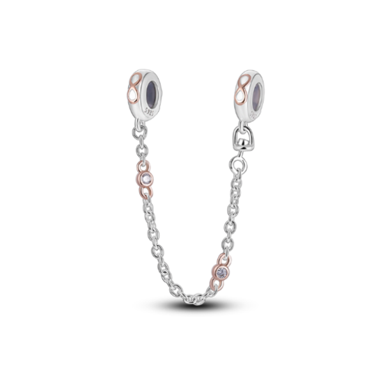 Two Tone Plated Rose Gold Infinity Safety Chain