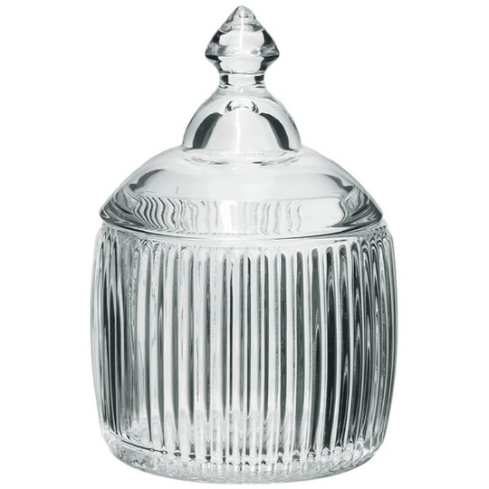 Ribbed Glass Trinket Jar w/ Lid