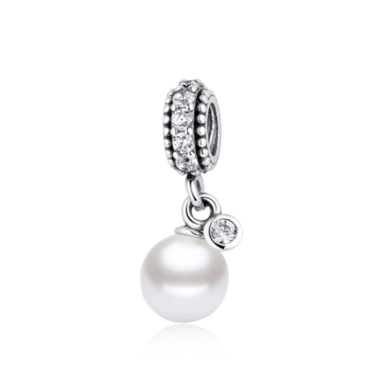 Cubic Zirconia Elegant Pearl Charm