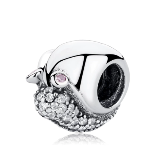 Pink Cubic Zirconia Snail Charm