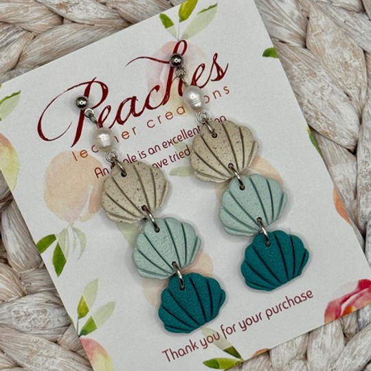 Pearls Seashells Polymer Clay Dangles