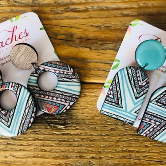 Tribal Aqua Art in Wood & Resin