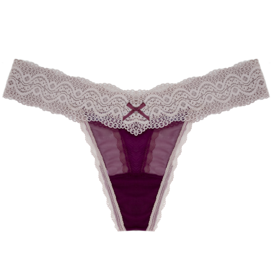 Lace Thong in Mulberry
