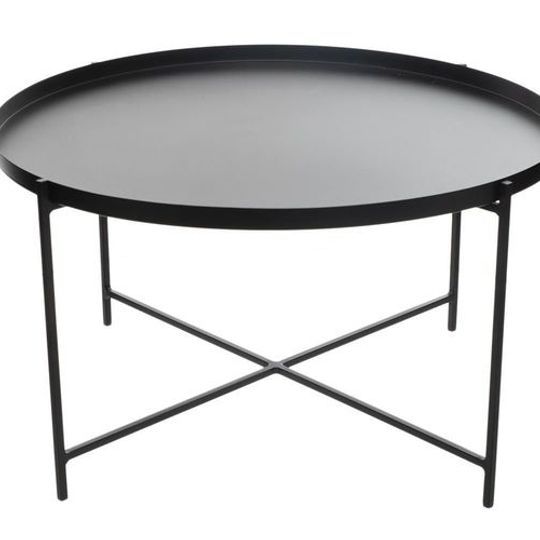 Single Metal Tray Coffee Table - Matte Black