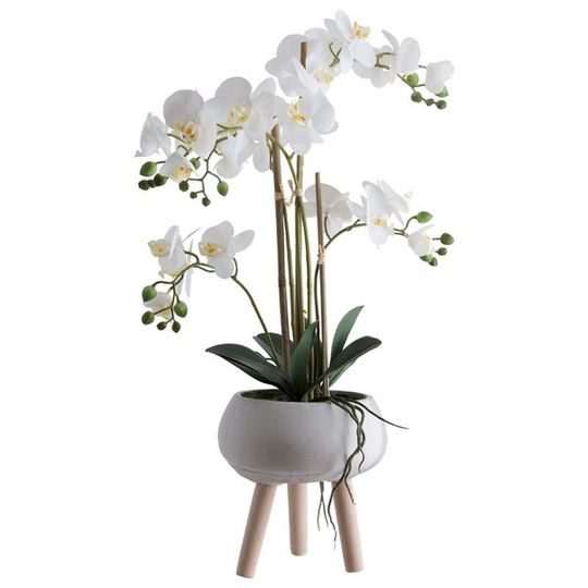 Real Touch Artificial White Orchid in Tri-leg Pot