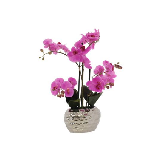 Real Touch Artificial Pink Orchid in Silver Pot