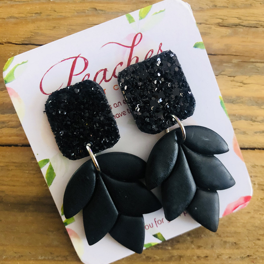 Lotus Black Flower with Glitter