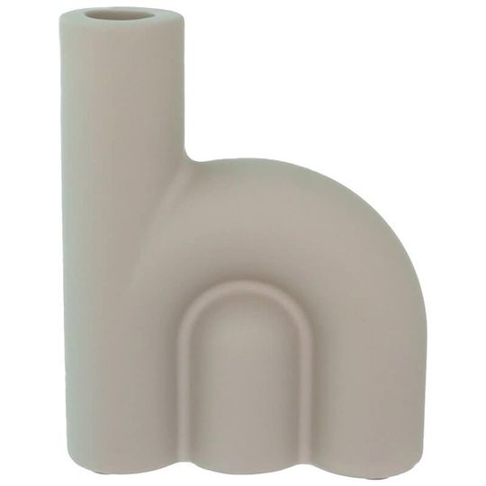 Beige Ceramic Pipe Candleholder