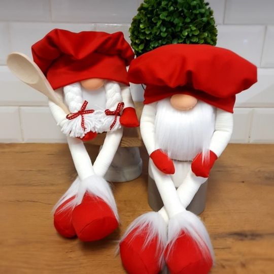 Kitchen Gnome Set - Red and White