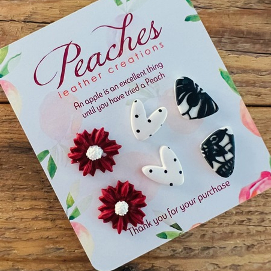 Burnt Flower & Polka's Polymer Clay Studs
