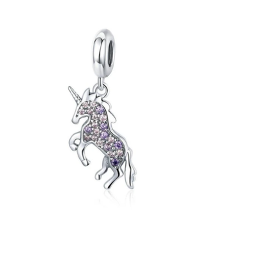 Pink Cubic Zirconia Unicorn Charm