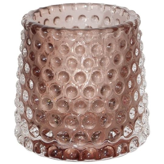 Tinted Pink Dotted Glass Candle Votive