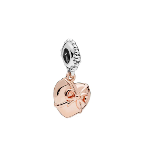 Rose Gold Heart with Bow Charm