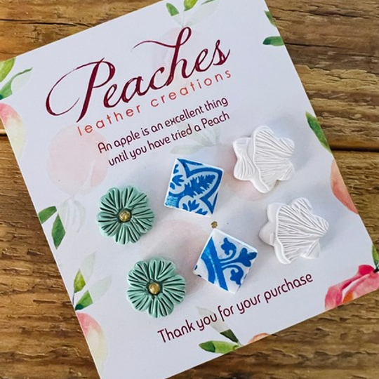 Polymer Clay Studs - Greek Tiles