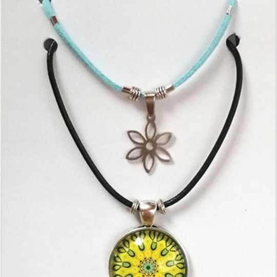 Necklaces - Paired pendant necklaces mandala and DAISY/TREE OF LIFE