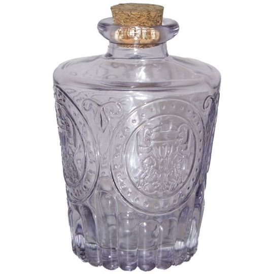 Embossed Glass Perfume Bottle with Cork Lid - Violet