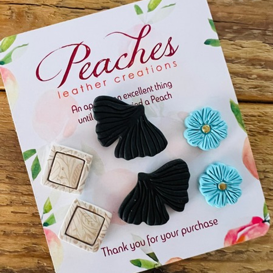 Polymer Clay Studs - Gingko Leaf