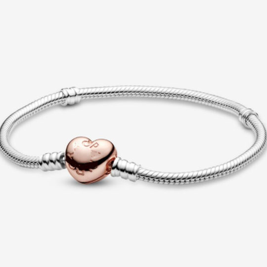 Rose Gold Heart Shaped Clasp Snake-Bracelet