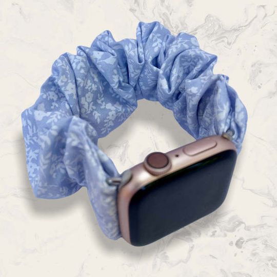 Blue Flower Scrunchie Watch Band
