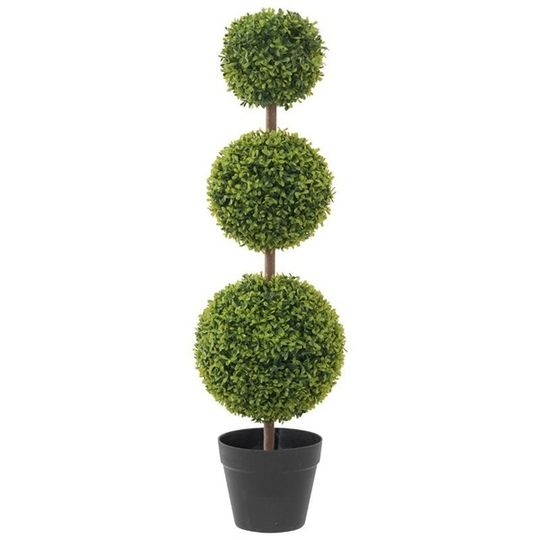 Artificial Teagrass Triple Ball Topiary in Pot