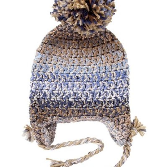 Winter Beanies / Unisex - Blue and Tan - M0263