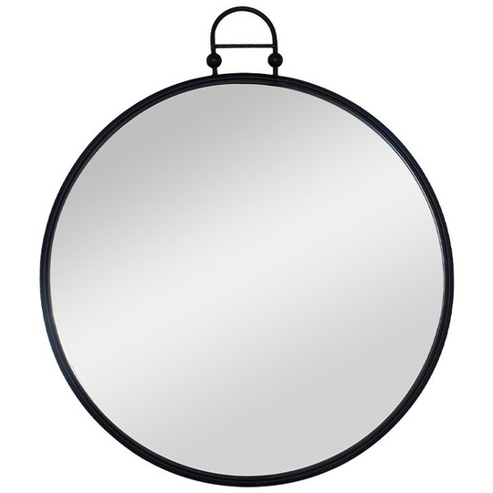 Modern Matte Black Round Mirror
