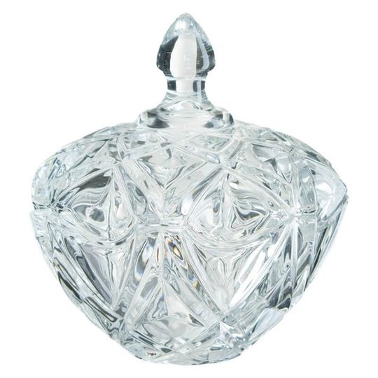 Crystal Glass Diamond Trinket Jar with Lid