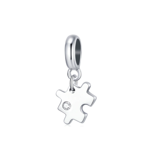 Cubic Zirconia Puzzle Piece Charm
