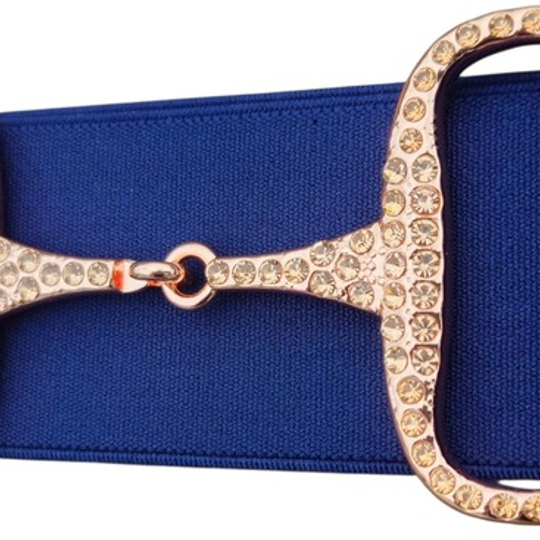 Diamante Navy Elastic Snaffle - ROSE GOLD